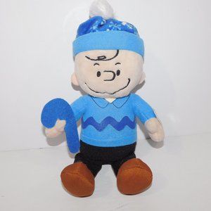 Charlie Brown Peanuts 10" Plush Blue Holding Candy Cane Musical stuffed Doll